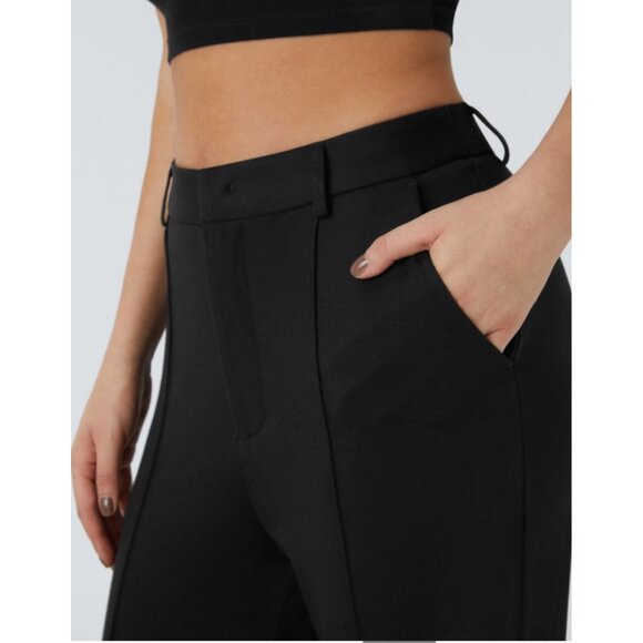 Halara Flex High Waisted Zipper Pocket Straight Leg Work Pants Sz Medium Black - Picture 7 of 16